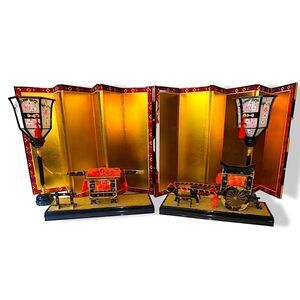 Vintage Japanese Hina Doll Festival Ox Cart & Palanquin Display Set